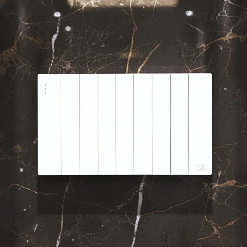 Lotus SK Piano White Series - 9 Gang Switch Panel