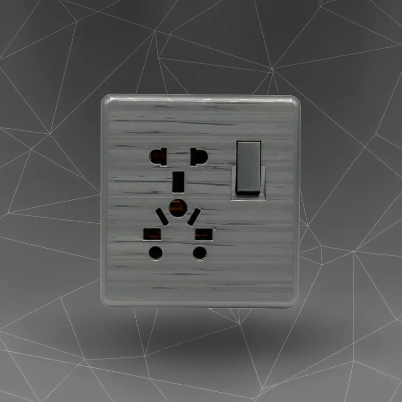 SK Inspire Grey Series - Single Multi-Universal Switched Socket Panel